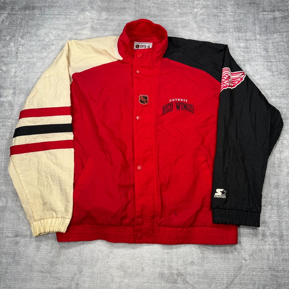 Detroit Red Wings Jacket Mens XL Red Vintage Colorblock Starter NHL Center Ice